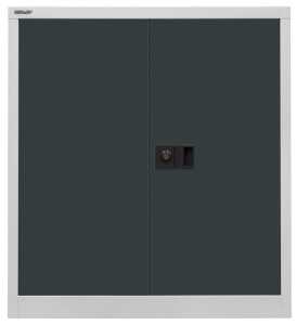 Flügeltürenschrank Universal, 1000 x 914 x 400 mm, 2 Ordnerhöhen, 1 Fachboden, Korpus lichtgrau/Türen anthrazitgrau