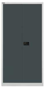Flügeltürenschrank Universal, 1806 x 914 x 400 mm, 4 Ordnerhöhen, 3 Fachböden, abschließbar, Korpus lichtgrau/Türen anthrazitgrau