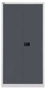 Flügeltürenschrank Universal, 1806 x 914 x 400 mm, 4 Ordnerhöhen, 3 Fachböden, abschließbar, Korpus lichtgrau/Türen anthrazitgrau