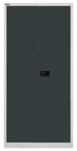 Flügeltürenschrank Universal, 1950 x 914 x 400 mm, 5 Ordnerhöhen, 4 Fachböden, abschließbar, Korpus lichtgrau/Türen anthranzitgrau