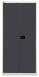 Flügeltürenschrank Universal, 1950 x 914 x 400 mm, 5 Ordnerhöhen, 4 Fachböden, abschließbar, Korpus lichtgrau/Türen anthranzitgrau