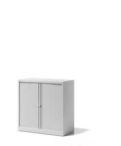 Rollladenschrank EuroTambour, (H x B x T) 1030 x 1000 x 430 mm, 2,5 Ordnerhöhen, 2 Fachböden, abschließbar, Korpus/Rollladen verkehrsweiß/verkehrsweiß