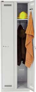 Garderobenschrank LIGHT, 2 Abteile, je 1 Fach, je 1 Kleiderstange, abschließbar, 1850 x 600 x 500 mm, lichtgrau
