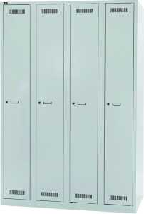 Garderobenschrank LIGHT, 4 Abteile, je 1 Fach, je 1 Kleiderstange, abschließbar, 1850 x 1200 x 500 mm, lichtgrau