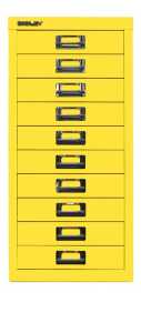 MultiDrawer?, 29er Serie, DIN A4, 10 Schubladen 51 mm hoch, (H x B x T) 590 x 279 x 380 mm, zinkgelb