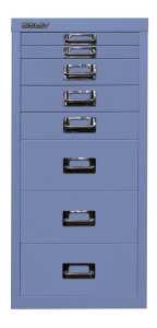 MultiDrawer?, 29er Serie, DIN A4, 8 Schubladen 2 x 25 mm/3 x 51 mm/3 x 102 mm, (H x B x T) 590 x 279 x 380 mm, blau