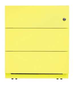 Rollcontainer Note mit Griffleiste, 3 Schubladen, abschließbar, 495 x 420 x 565 mm, zinkgelb