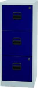 Hängeregistraturschrank PFA, 3 Hängeregistraturschubladen, abschließbar, 1015 x 413 x 400 mm, Korpus lichtgrau, Front oxfordblau