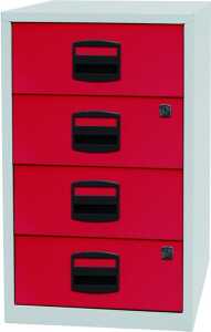 Beistellschrank PFA, 4 Schubladen, (H x B xT) 672 x 413 x 400 mm, abschließbar, Korpus/Front lichtgrau/oxfordblau