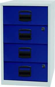 Beistellschrank PFA, 4 Schubladen, (H x B xT) 672 x 413 x 400 mm, abschließbar, Korpus/Front lichtgrau/kardinalrot