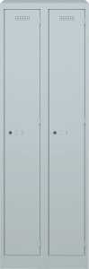 Garderobenschrank Primary, 2 Abteile, je 1 Fach, abschließbar, 1800 x 600 x 500 mm, lichtgrau