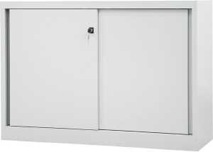 Schiebetürenschrank ECO, (H x B x T) 839 x 1200 x 430 mm, 2 Ordnerhöhen, 1 Fachboden, lichtgrau