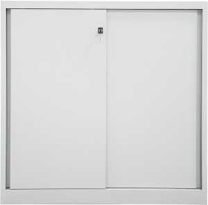 Schiebetürenschrank ECO, (H x B x T) 1181 x 1200 x 430 mm, 3 Ordnerhöhen, 2 Fachböden, lichtgrau