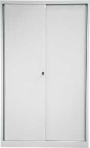 Schiebetürenschrank ECO, (H x B x T) 1637 x 1200 x 430 mm, 4 Ordnerhöhen, 3 Fachböden, lichtgrau