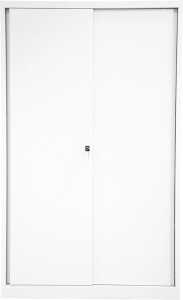 Schiebetürenschrank ECO, (H x B x T) 1637 x 1200 x 430 mm, 4 Ordnerhöhen, 3 Fachböden, verkehrsweiß