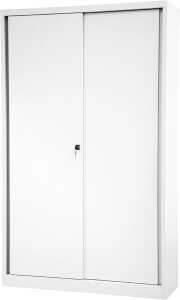 Schiebetürenschrank ECO, (H x B x T) 1980 x 1200 x 430 mm, 5 Ordnerhöhen, 4 Fachböden, verkehrsweiß
