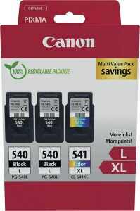 Multipack Tintenpatrone 2x PG-540L, 1x CL-541Xl, für Canon Drucker, 2 x 11 ml, 1 x 15 ml, PBK/BK/C/M/Y