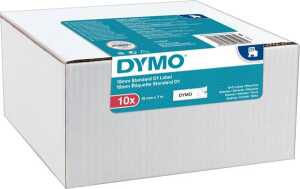 Schriftbandkassette, D1, 12 mm breit / 7 m lang, schwarz auf weiß, ablösbar, 10er Packung