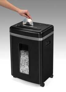 Aktenvernichter Microshred® 450M, 2x12 mm Micro Partikelschnitt, Sicherheitssture 5, Leistung 9 Blatt, schwarz