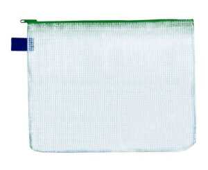 Reißverschlussbeutel, DIN B4, PVC, Textilreißverschluss grün, Beutel farblos, (H x B) 320 x 415 mm