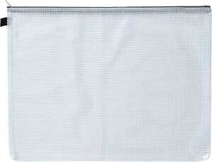 Reißverschlussbeutel, DIN A3, PVC, Textilreißverschluss grau, Beutel farblos, (H x B) 365 x 475 mm