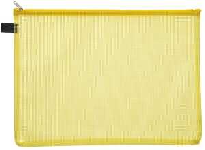 Kleinkrambeutel, DIN A6, Reißverschluss gelb, Beutel transparentgelb, (H x B) 128 x 183 mm