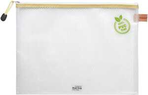 Reißverschlussbeutel, DIN A4, PVC-frei, Textilreißverschluss weiß/beige, Beutel farblos, (H x B) 272 x 357 mm