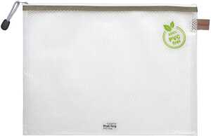 Reißverschlussbeutel, DIN A4, PVC-frei, Textilreißverschluss weiß/taupe, Beutel farblos, (H x B) 272 x 357 mm