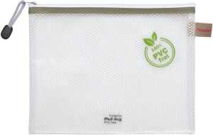 Reißverschlussbeutel, DIN A5, PVC-frei, Textilreißverschluss weiß/taupe, Beutel farblos, (H x B) 200 x 254 mm