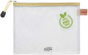 Reißverschlussbeutel, DIN B6, PVC-frei, Textilreißverschluss weiß/beige, Beutel farblos, (H x B) 183 x 230 mm