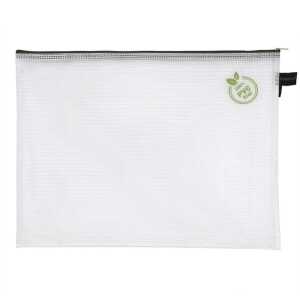 Kleinkrambeutel, DIN B4, PVC-frei, Textilreißverschluss grün, Beutel farblos, (H x B) 320 x 415 mm