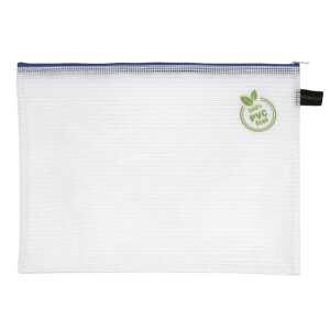 Kleinkrambeutel, DIN A4, PVC-frei, Textilreißverschluss blau, Beutel farblos, (H x B) 272 x 357 mm