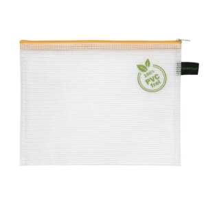 Kleinkrambeutel, DIN A5, PVC-frei, Textilreißverschulss gelb, Beutel farblos, (H xB) 200 x 254 mm