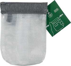 SnapBag, DIN A7, PVC-frei, Reißverschlussfach, grauer Saum, Beutel farblos, (H x B) 130 x 95 mm