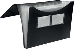 Fächertasche, DIN A4, 7 Fächer, Eckspanner, Kunststoff, schwarz