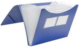 Fächertasche, DIN A4, 12 Fächer, Eckspanner, Kunststoff, blau