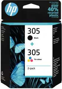 Tintenpatrone 305, für HP Drucker, 2er Pack, 1x ca. 100 / 1x ca. 120 Seiten, schwarz/tri-color