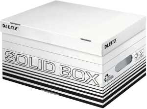 Archivschachtel Solid DIN A4, weiß, Wellpappe, mit Deckel, Maße: 370 x 195 x 265 mm, 10 Stück