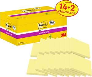Super Sticky Notes, 76 x 76 mm, 14 Blöcke + 2 Gratis à 90 Blatt, Canary Yellow