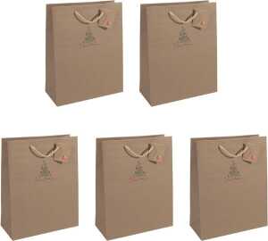 Geschenktaschen, Large, braun, Christmas with apple, Geschenkanhänge, Tragekordel, Kraftkarton: braun, 157g/qm, 260 x 330 x 120 mm