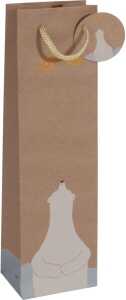 Geschenktaschen, Bottle, Polar bear with star, Geschenkanhänge, Tragekordel, Kraftkarton: braun, 157g/qm, 100 x 350 x 80 mm