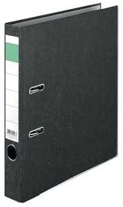 Ordner, DIN A4, Wolkenmarmor, 50 mm, schmal, geklebtes Rückenschild, schwarz