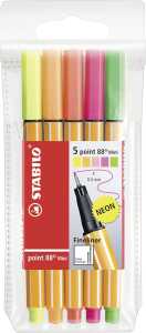 STABILO Fineliner point 88 Mini Neon 5 Stück Kunststoffetui