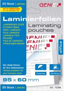 Laminierfolien 100µ 95x60mm 25 Stück