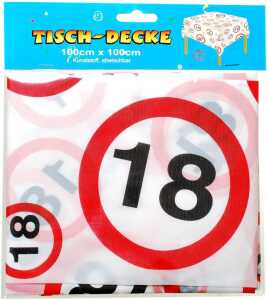 Tischdecke Zahl 18 Kunststoff 1x1m