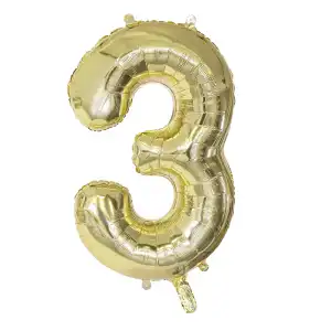 Boland Folienballon Zahl 3 gold 86cm