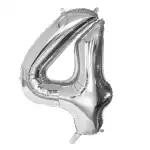 Boland Folienballon Zahl 4 silber 86cm