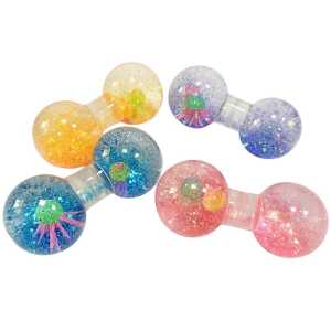 Quetsch Hantel Two-Pop Squeeze Dumbbell mit Glitzer und Quallen 12x5,5x5,5cm 4fach sortiert