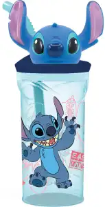 Trinkbecher Disney Stitch mit 3D Strohhalm blau 350ml