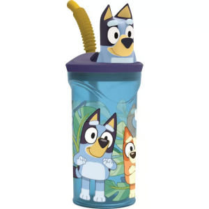 Trinkbecher Bluey mit 3D Strohhalm blau 360ml